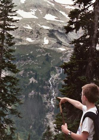 Waterfall down the side of Mt. Daniel