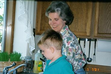 Doing the dishes with Nanny.