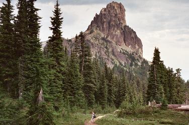 Passing Cathedral Rock on the Pacific Crest Trail